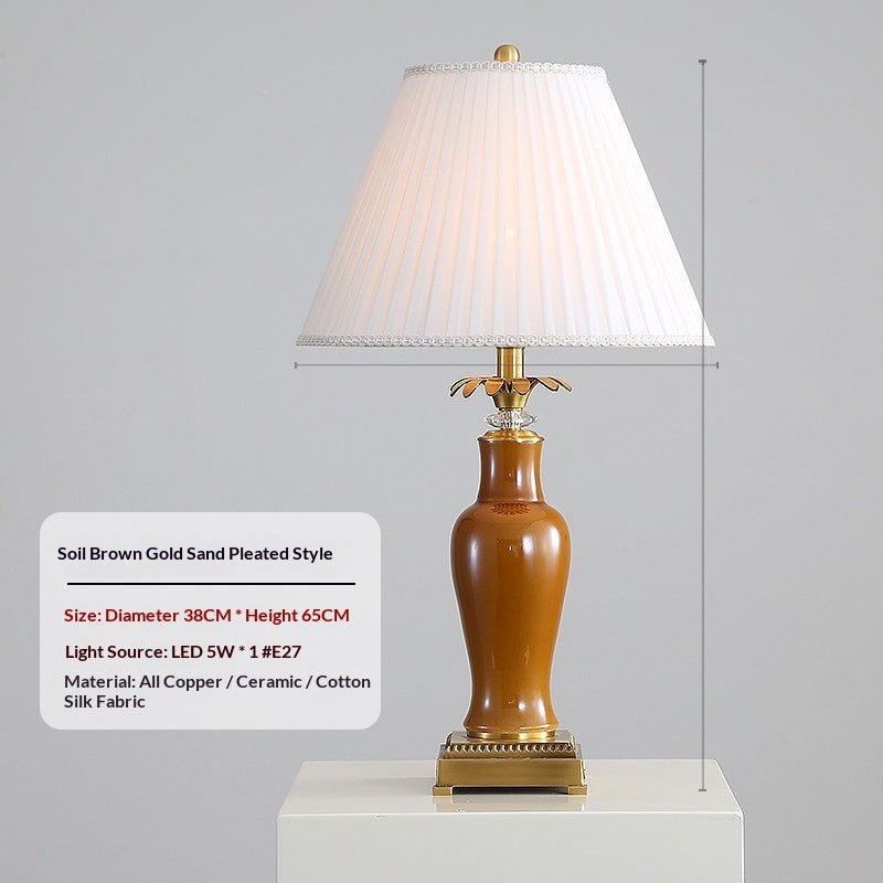 Lampe de table en céramique tout cuivre émaillée style américain minimaliste pro - IVOIRART.COM