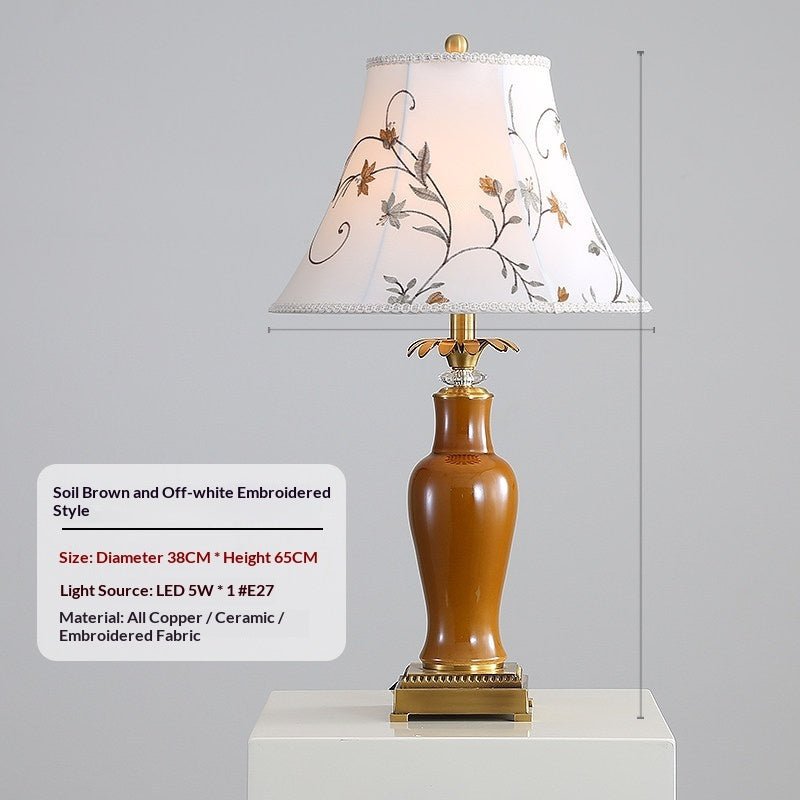 Lampe de table en céramique tout cuivre émaillée style américain minimaliste pro - IVOIRART.COM