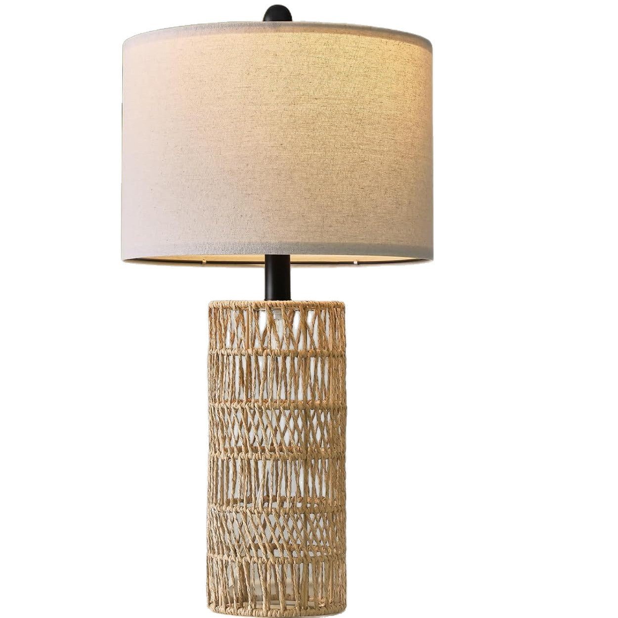 Lampe de table en rotin tressé champignon - Déco bohème vintage élégante et chic - IVOIRART.COM