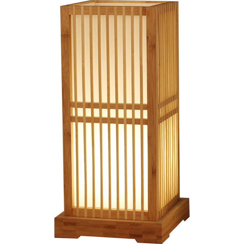 Lampe de Table Japonaise en Bambou - Lampe de Chevet Handmade E27 Élégante Design - IVOIRART.COM