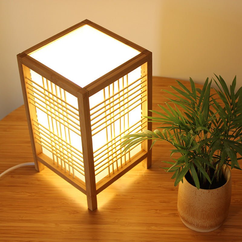 Lampe de Table Japonaise en Bambou - Lampe de Chevet Handmade E27 Élégante Design - IVOIRART.COM