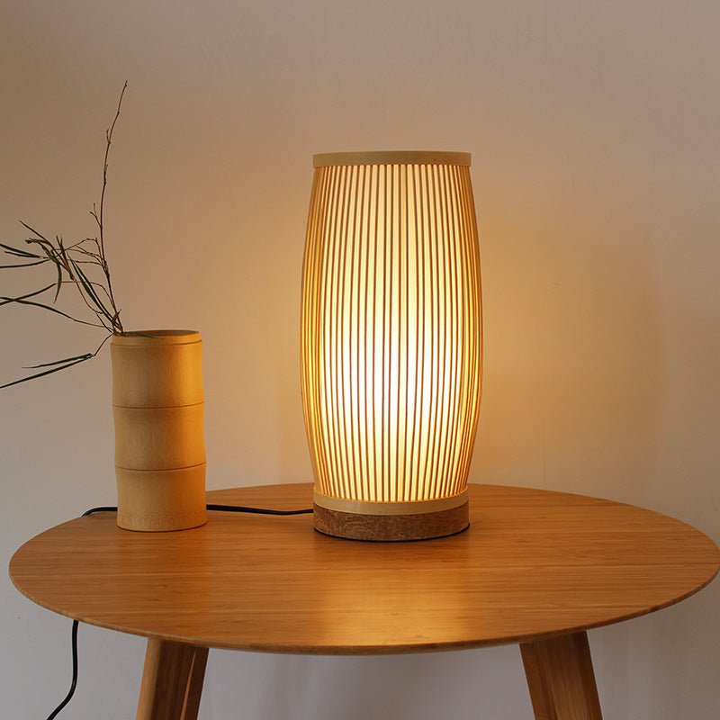 Lampe de Table Japonaise en Bambou - Lampe de Chevet Handmade E27 Élégante Design - IVOIRART.COM
