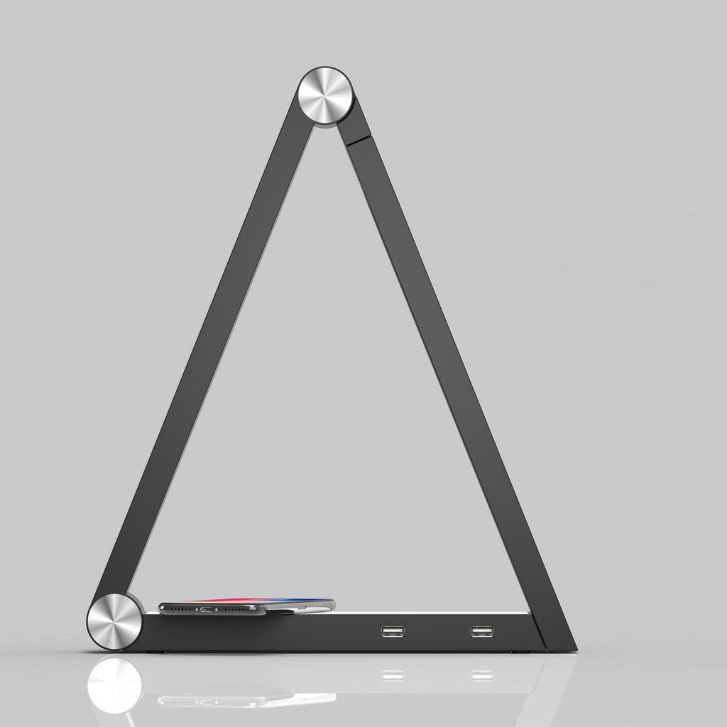 Lampe de Table Triangle LED avec Charge Sans Fil et Ports USB Rechargeables - IVOIRART.COM