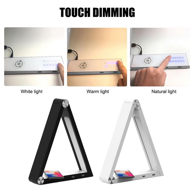 Lampe de Table Triangle LED avec Charge Sans Fil et Ports USB Rechargeables - IVOIRART.COM
