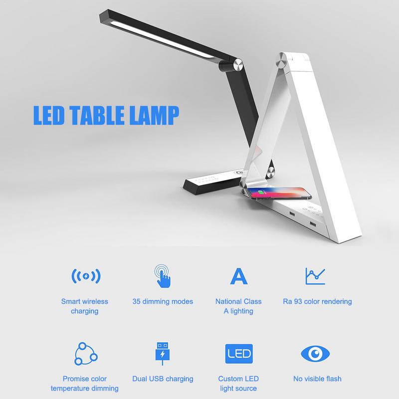 Lampe de Table Triangle LED avec Charge Sans Fil et Ports USB Rechargeables - IVOIRART.COM