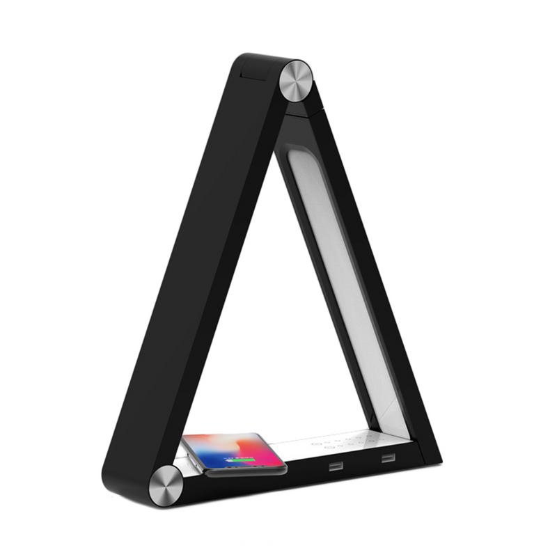Lampe de Table Triangle LED avec Charge Sans Fil et Ports USB Rechargeables - IVOIRART.COM