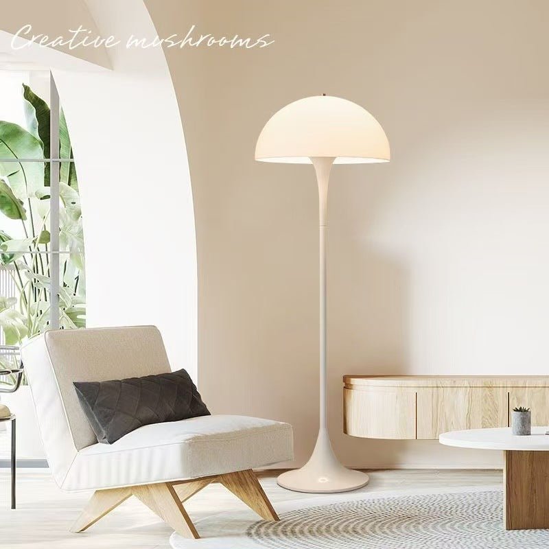 Lampe décorative champignon crème style français— abat-jour en fer, lumière douce - IVOIRART.COM