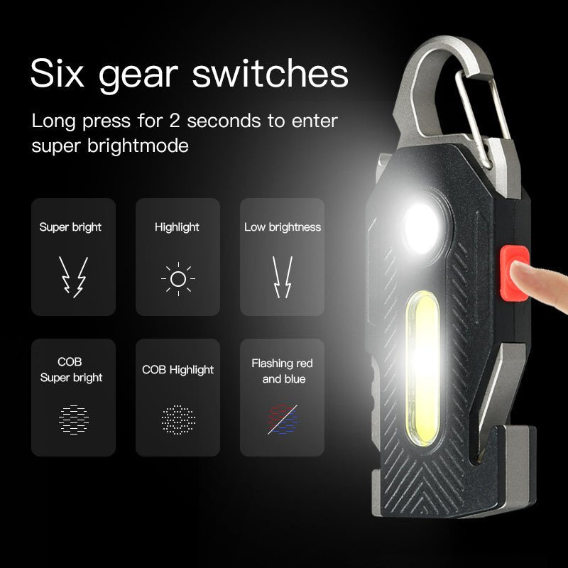 Lampe d'Urgence Multifonctionnelle à Charge USB - C, Porte - Clés, COB LED - IVOIRART.COM