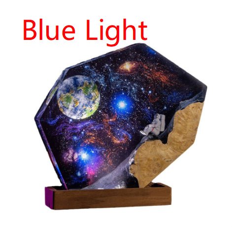 Lampe Interstellaire en Résine Époxy Galaxie de l'Espace, Lampe de Nuit en Bois - IVOIRART.COM