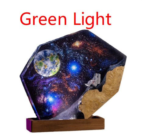 Lampe Interstellaire en Résine Époxy Galaxie de l'Espace, Lampe de Nuit en Bois - IVOIRART.COM