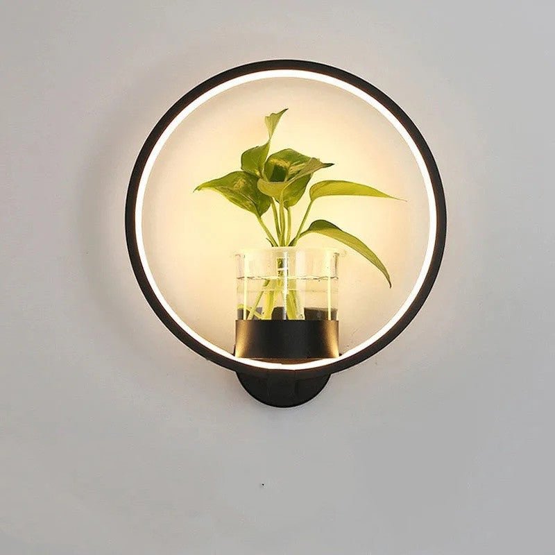 Lampe murale décorative élégante avec base ronde en fer noir ou blanc - IVOIRART.COM