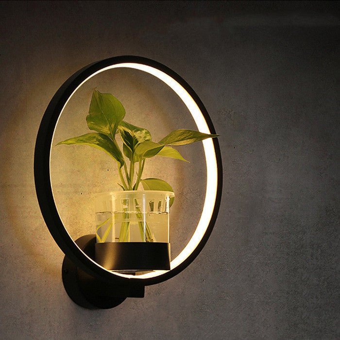 Lampe murale décorative élégante avec base ronde en fer noir ou blanc - IVOIRART.COM