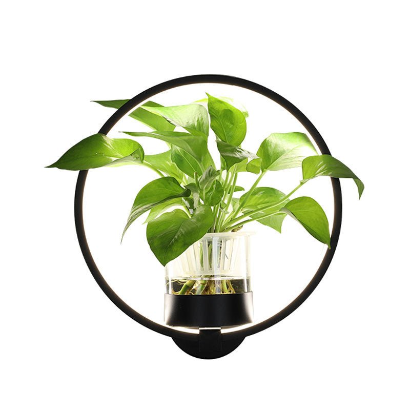 Lampe murale décorative élégante avec base ronde en fer noir ou blanc - IVOIRART.COM