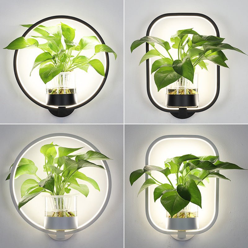 Lampe murale décorative élégante avec base ronde en fer noir ou blanc - IVOIRART.COM