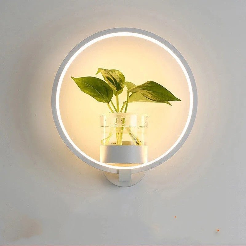 Lampe murale décorative élégante avec base ronde en fer noir ou blanc - IVOIRART.COM