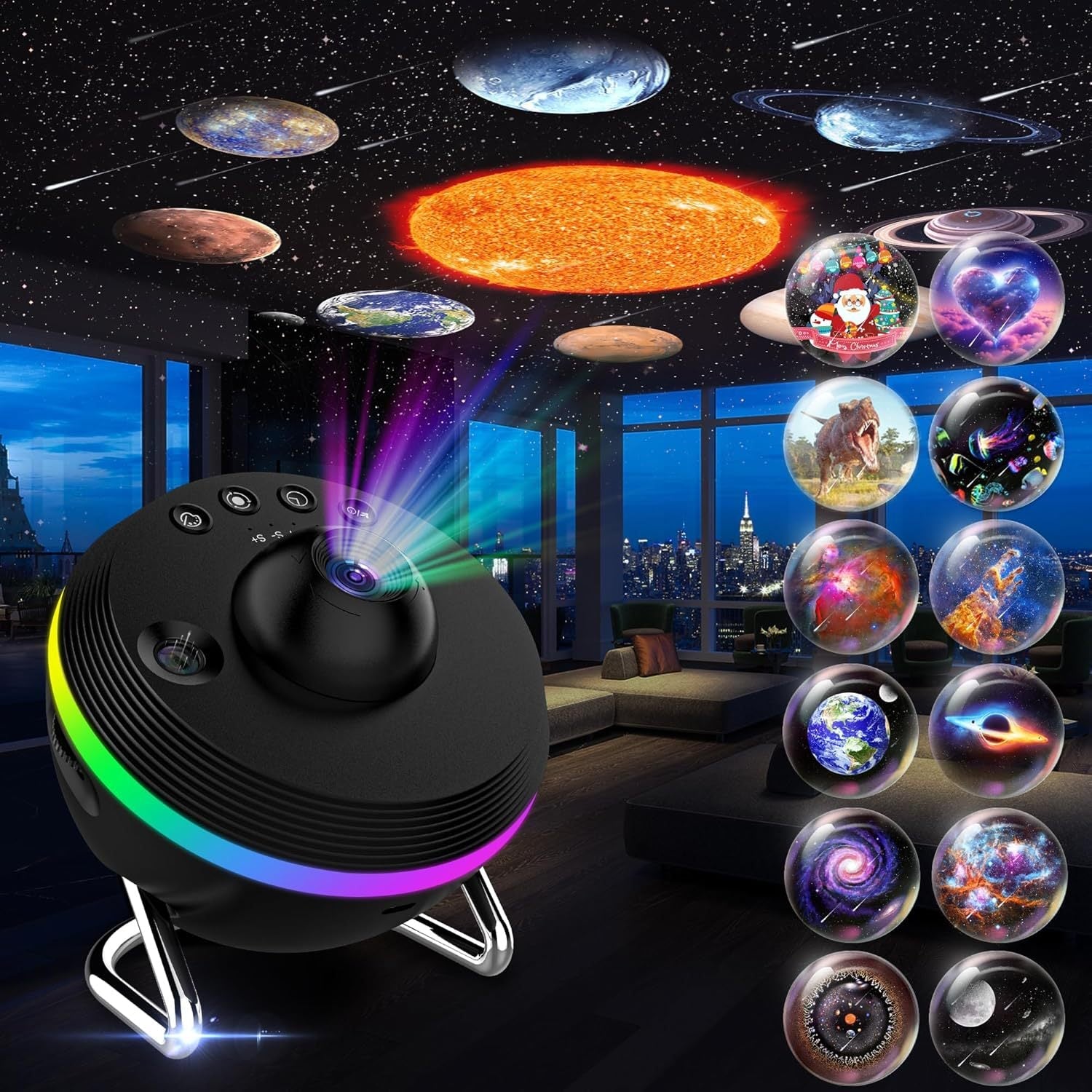 Lampe Projecteur Galaxie 13 en 1 Ultra Claire Rotative Boule Planétarium LED Pro - IVOIRART.COM