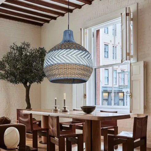 Lampe suspendue en bambou pour hôtel et restaurant – lampe de couloir artisanale - IVOIRART.COM