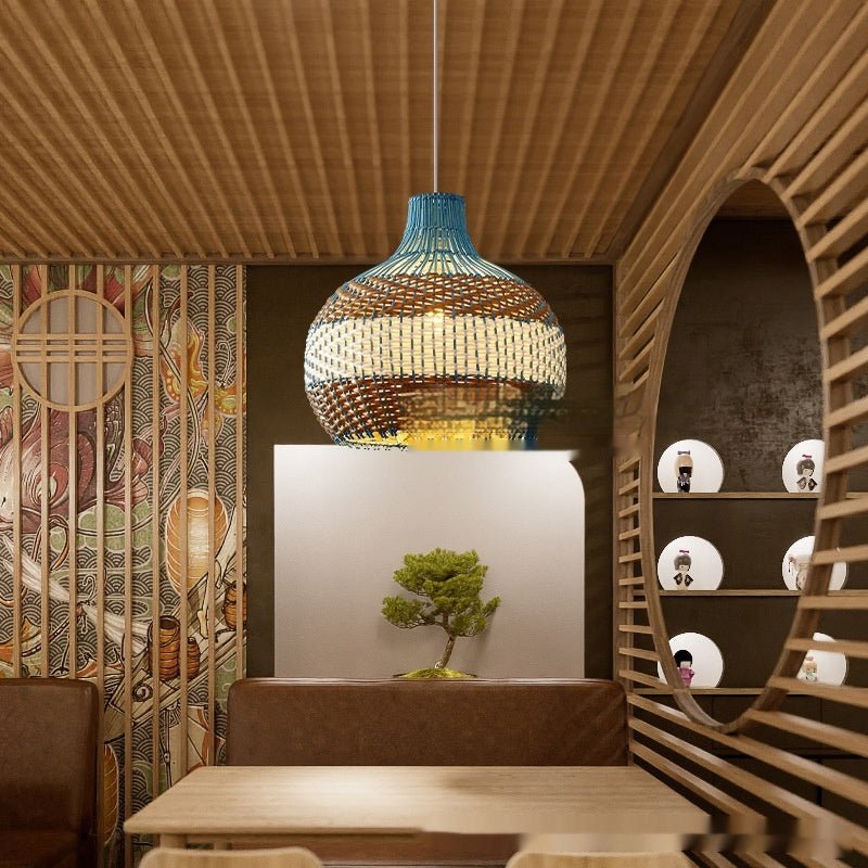 Lampe suspendue en bambou pour hôtel et restaurant – lampe de couloir artisanale - IVOIRART.COM
