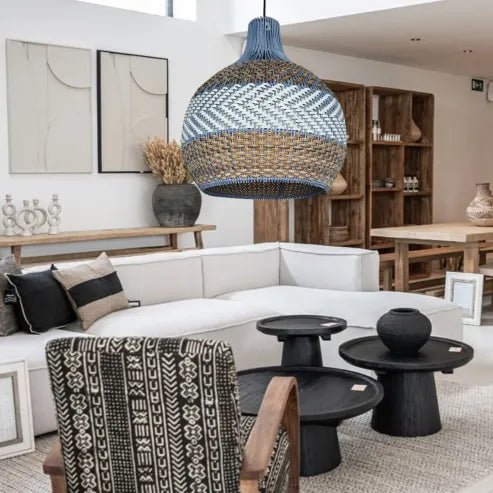 Lampe suspendue en bambou pour hôtel et restaurant – lampe de couloir artisanale - IVOIRART.COM