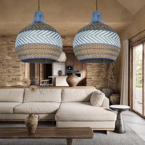 Lampe suspendue en bambou pour hôtel et restaurant – lampe de couloir artisanale - IVOIRART.COM