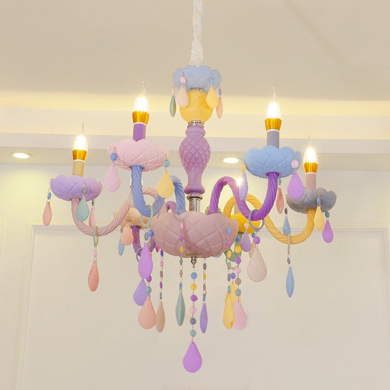 Lampe suspension Macaron Cristal pour chambre, multi-tête, verre, 450mm élégants - IVOIRART.COM