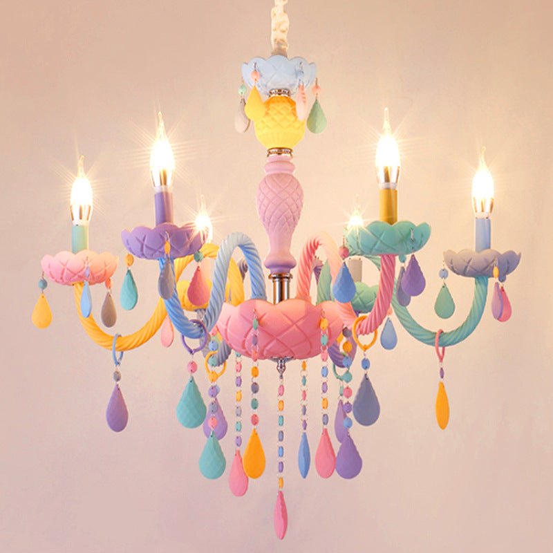 Lampe suspension Macaron Cristal pour chambre, multi-tête, verre, 450mm élégants - IVOIRART.COM