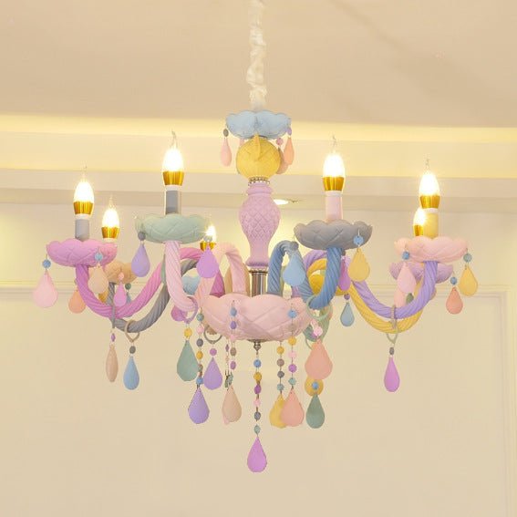 Lampe suspension Macaron Cristal pour chambre, multi-tête, verre, 450mm élégants - IVOIRART.COM