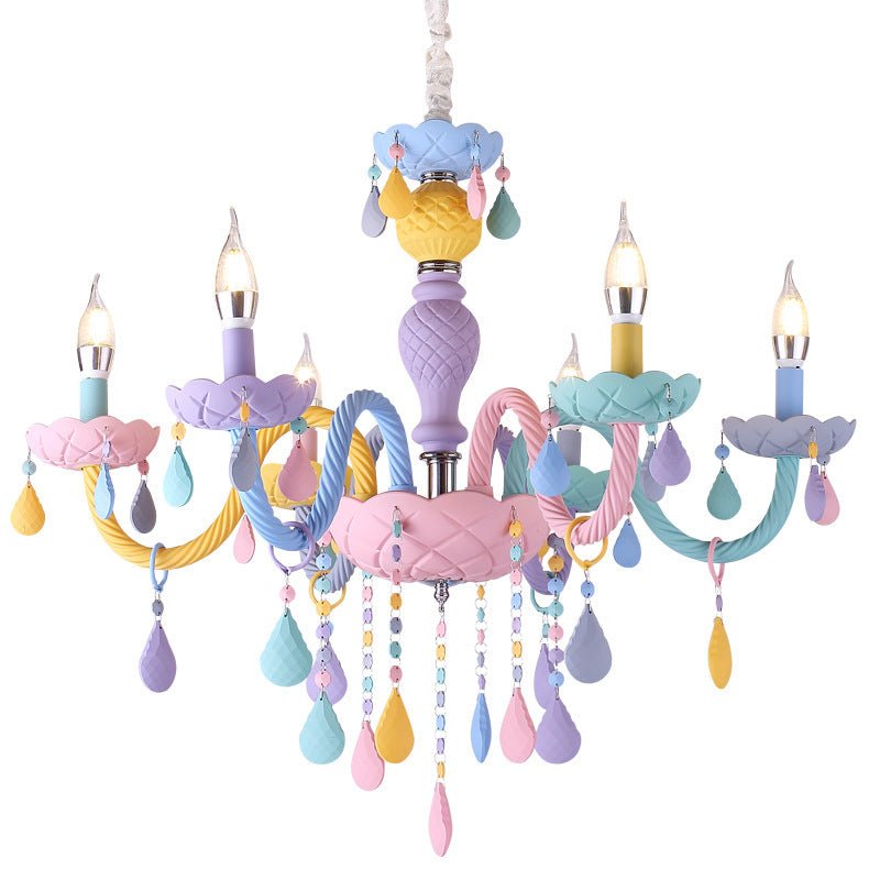 Lampe suspension Macaron Cristal pour chambre, multi-tête, verre, 450mm élégants - IVOIRART.COM