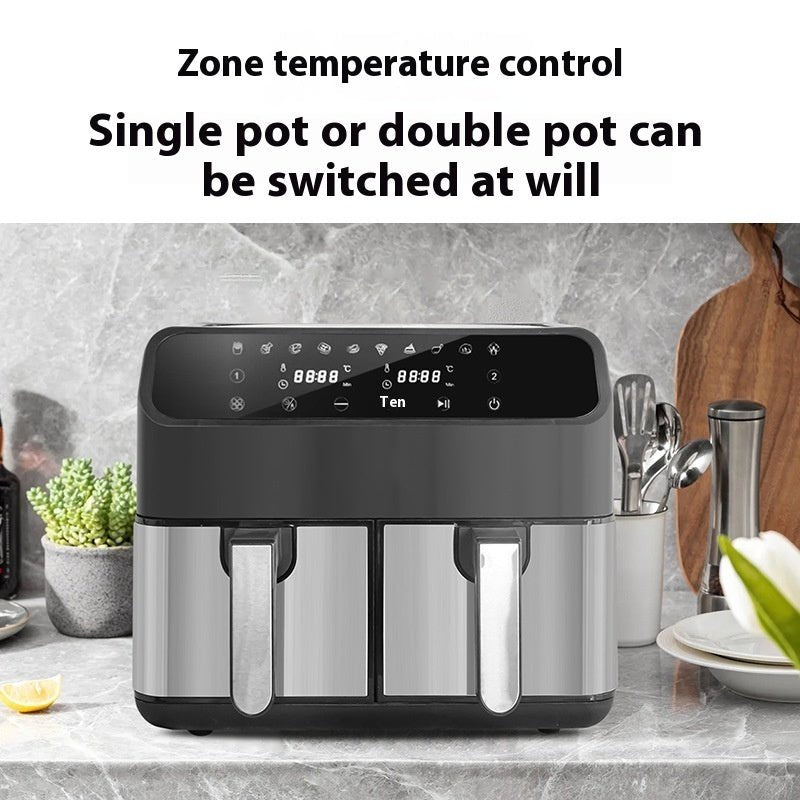 Large Capacity 8L Multi-functional Stainless Steel Double Pot Air Fryer - IVOIRART.COM