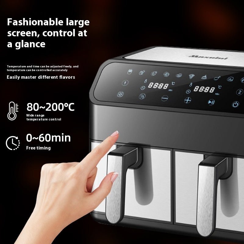 Large Capacity 8L Multi-functional Stainless Steel Double Pot Air Fryer - IVOIRART.COM
