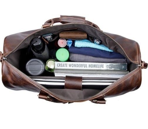 Large Capacity Cowhide Trolley Travel Bag - IVOIRART.COM