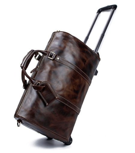 Large Capacity Cowhide Trolley Travel Bag - IVOIRART.COM