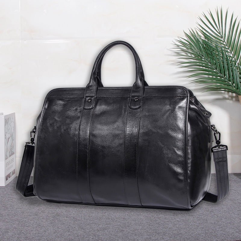 Large Capacity Genuine Leather Travel Luggage Bag Cowhide Handbag - IVOIRART.COM