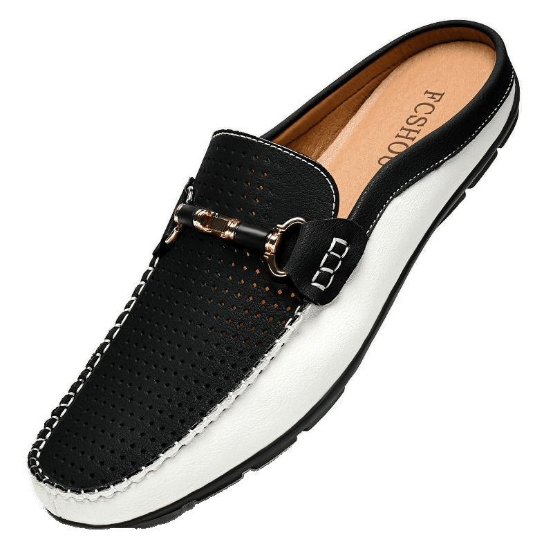 Large-Size Men's Leather Breathable Loafers — Cowhide PU Lining, Wide Sizes Plus - IVOIRART.COM