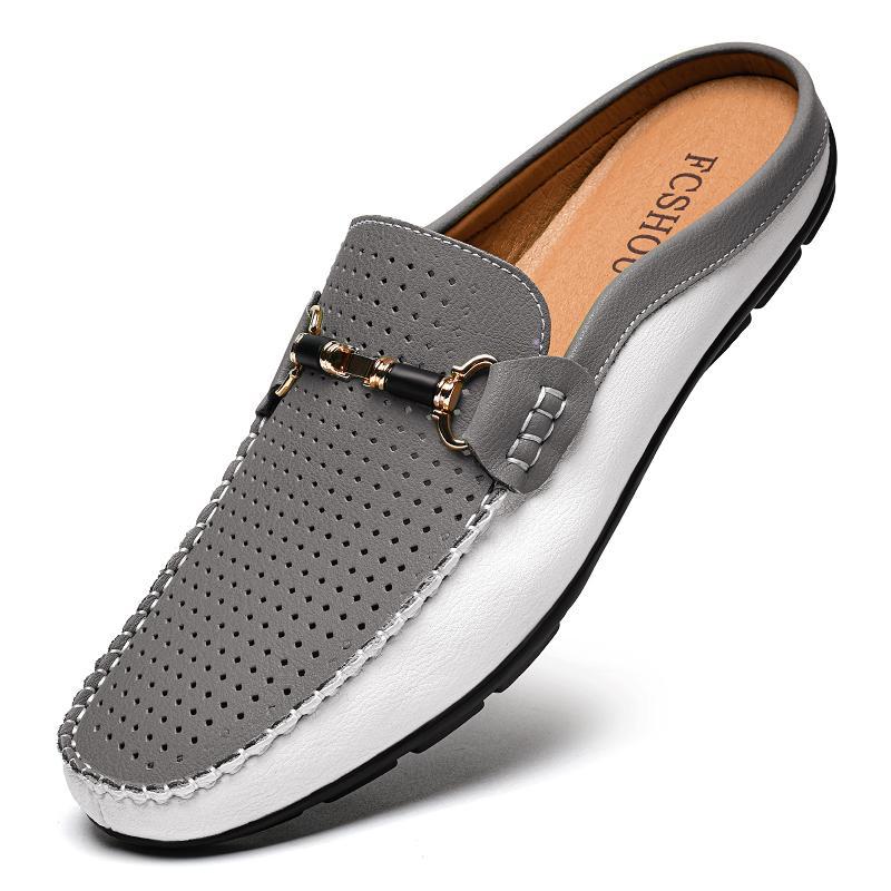 Large-Size Men's Leather Breathable Loafers — Cowhide PU Lining, Wide Sizes Plus - IVOIRART.COM