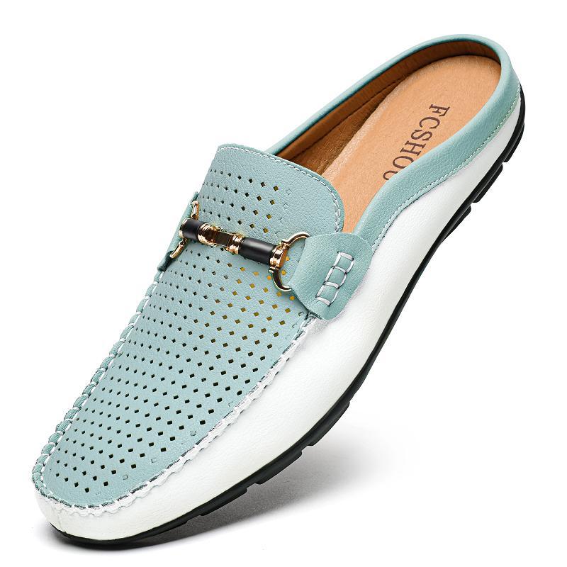 Large-Size Men's Leather Breathable Loafers — Cowhide PU Lining, Wide Sizes Plus - IVOIRART.COM