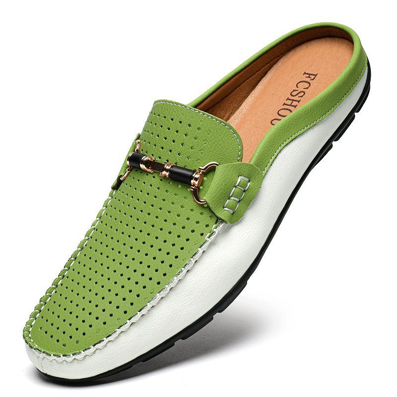 Large-Size Men's Leather Breathable Loafers — Cowhide PU Lining, Wide Sizes Plus - IVOIRART.COM