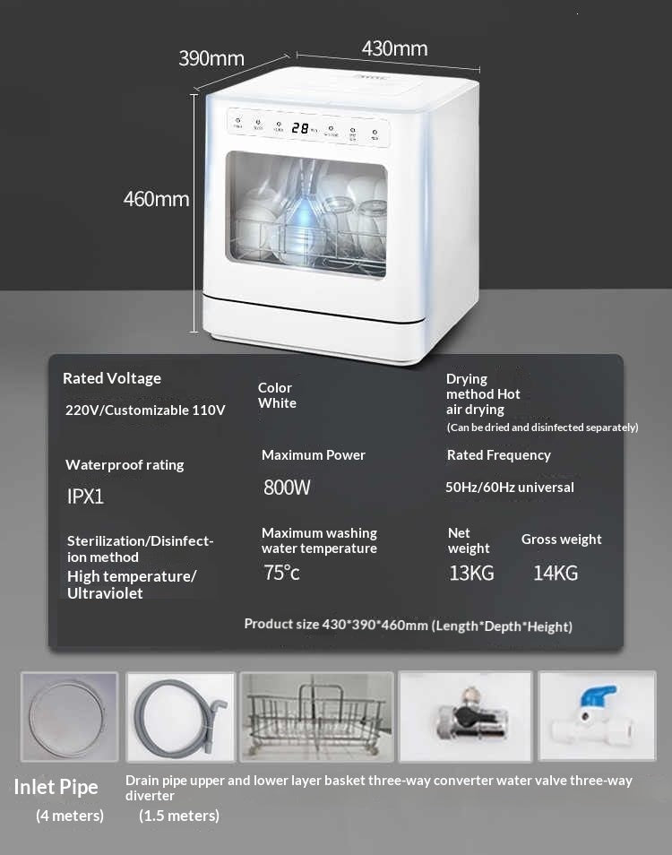 Lave-vaisselle compact sans installation Orenburg-automatique, stérilisation UV - IVOIRART.COM