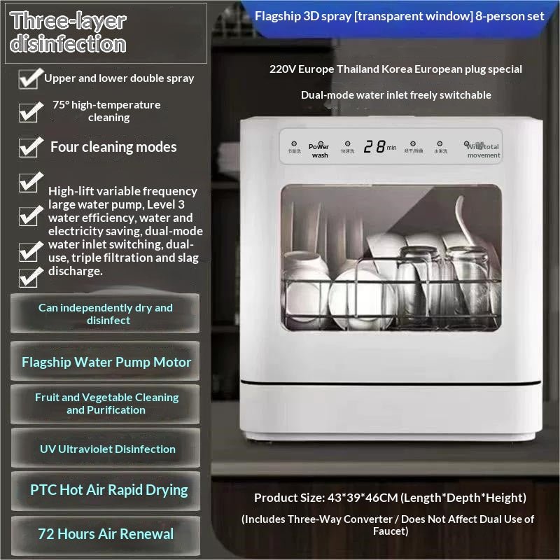 Lave-vaisselle compact sans installation Orenburg-automatique, stérilisation UV - IVOIRART.COM