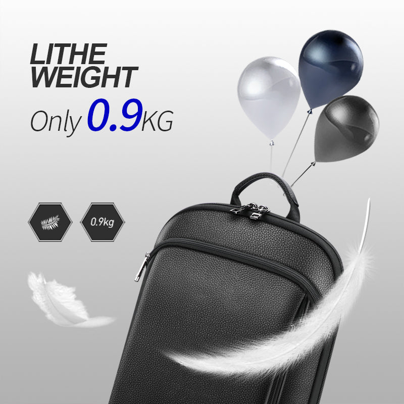 Layered Leather Backpack With Usb Charging - IVOIRART.COM