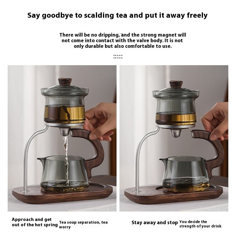 Lazy Tea Making Pot Glass Teapot Automatic Tea Set - IVOIRART.COM