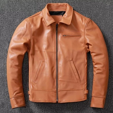 Leather Jacket For Men Made Of Tanned Cowhide Top Layer - IVOIRART.COM