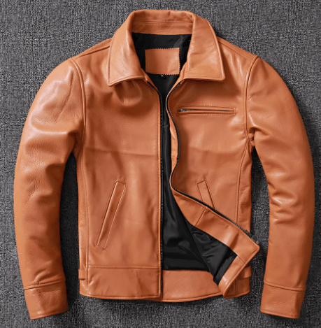 Leather Jacket For Men Made Of Tanned Cowhide Top Layer - IVOIRART.COM