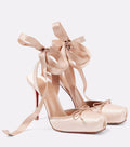 Leather Sole Women's Shoes Fashion Satin Ribbon Toe Cap - IVOIRART.COM