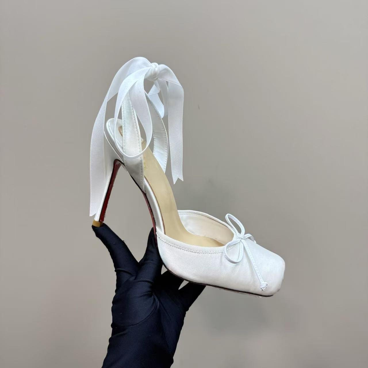 Leather Sole Women's Shoes Fashion Satin Ribbon Toe Cap - IVOIRART.COM