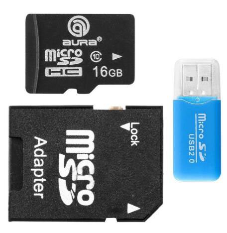 Lecteur de cartes Mini USB avec mémoire TF 16 Go et adaptateur SD intégré - IVOIRART.COM