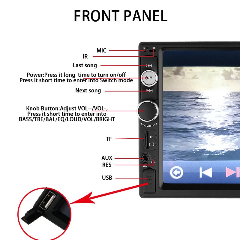 Lecteur MP5 de voiture avec écran 7 pouces haute résolution 720P et fonctions complètes - IVOIRART.COM