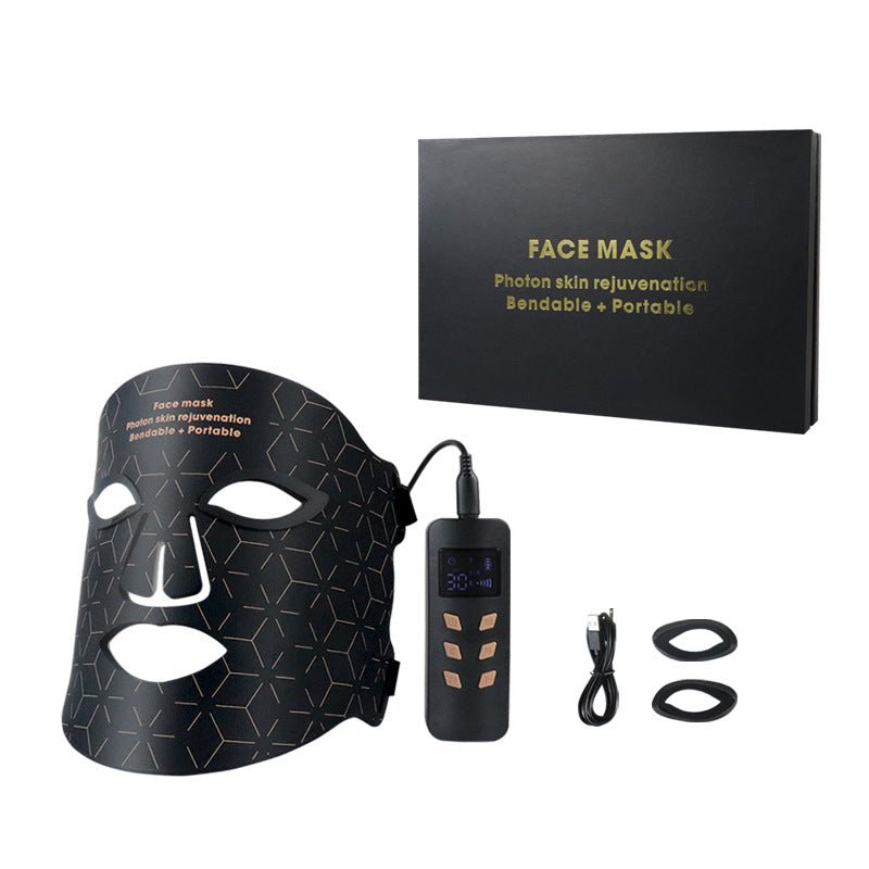 LED Silicone Mask Facial Neck Red Blue Light Household Skin Rejuvenation Mask - IVOIRART.COM