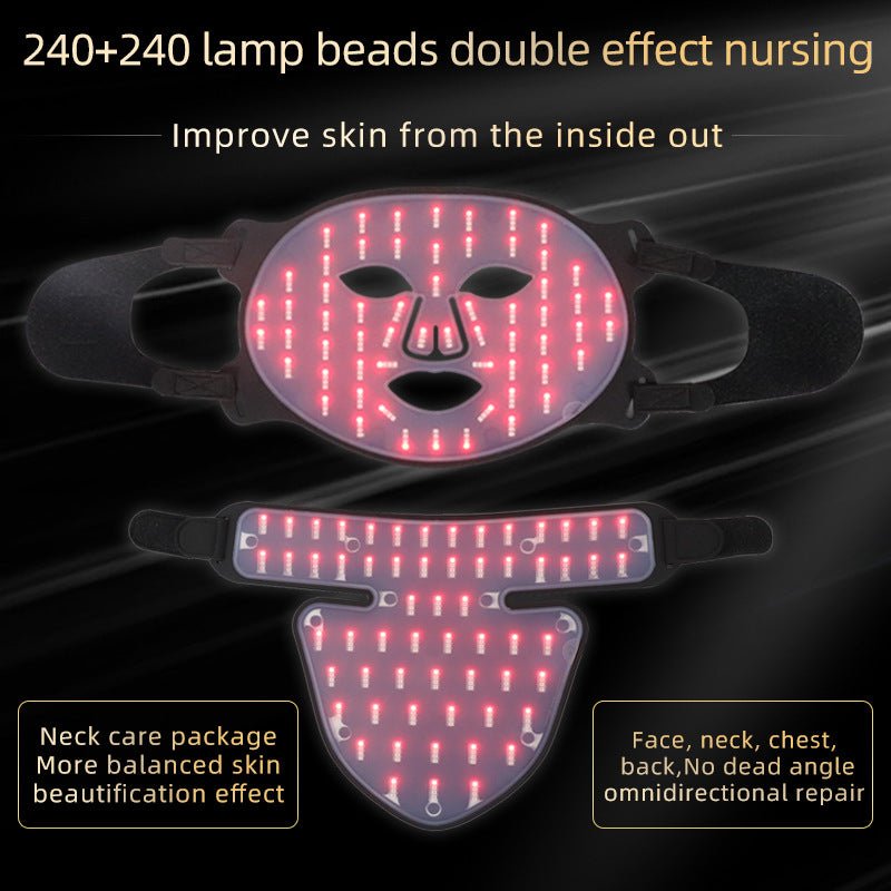 LED Silicone Mask Facial Neck Red Blue Light Household Skin Rejuvenation Mask - IVOIRART.COM