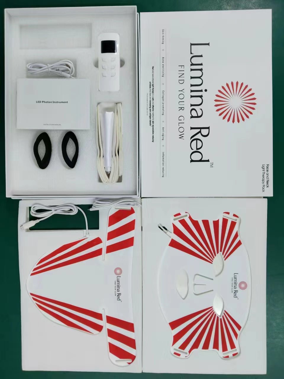 LED Silicone Mask Facial Neck Red Blue Light Household Skin Rejuvenation Mask - IVOIRART.COM